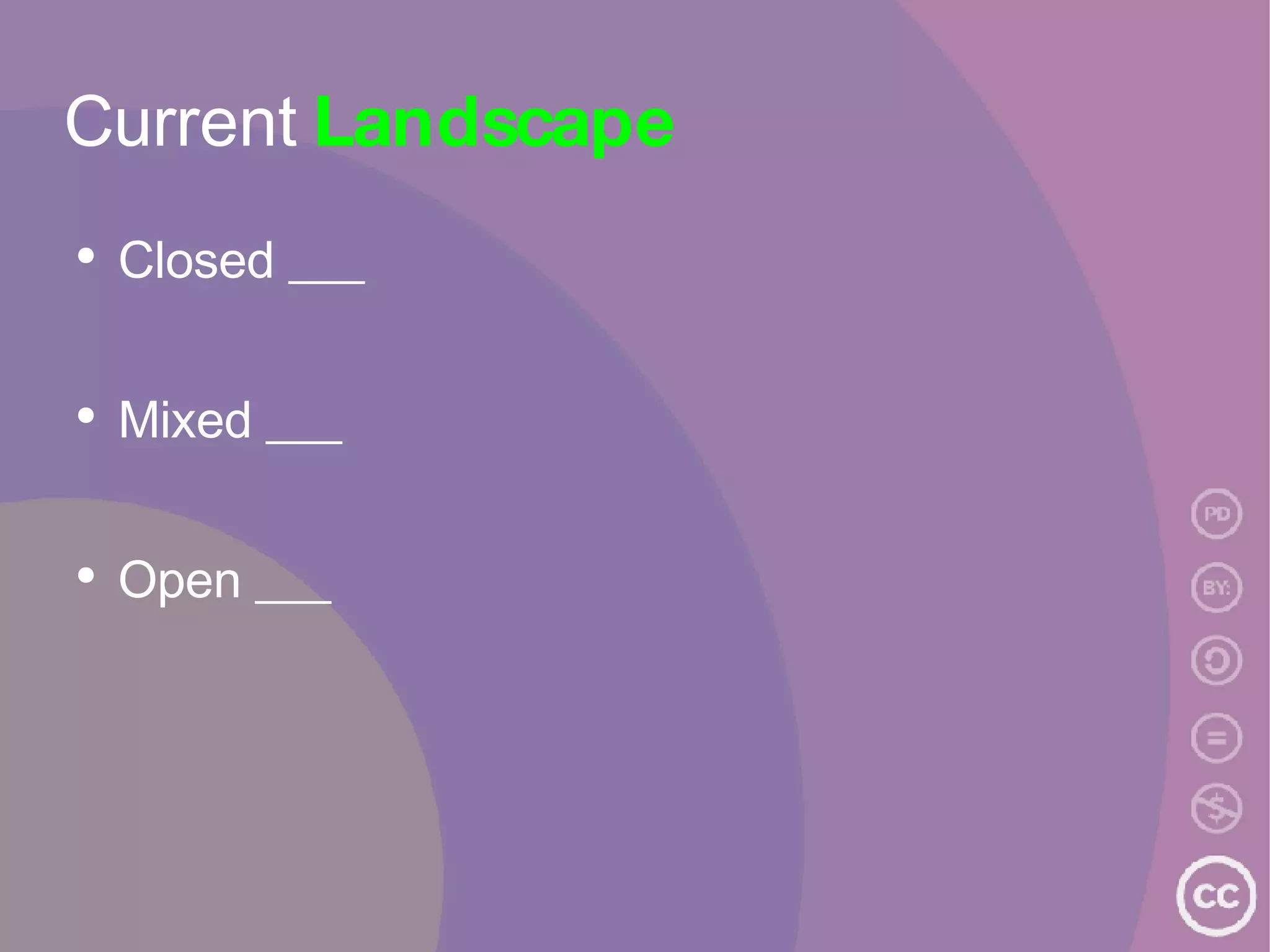Current  Landscape Closed ___ Mixed ___ Open ___ 