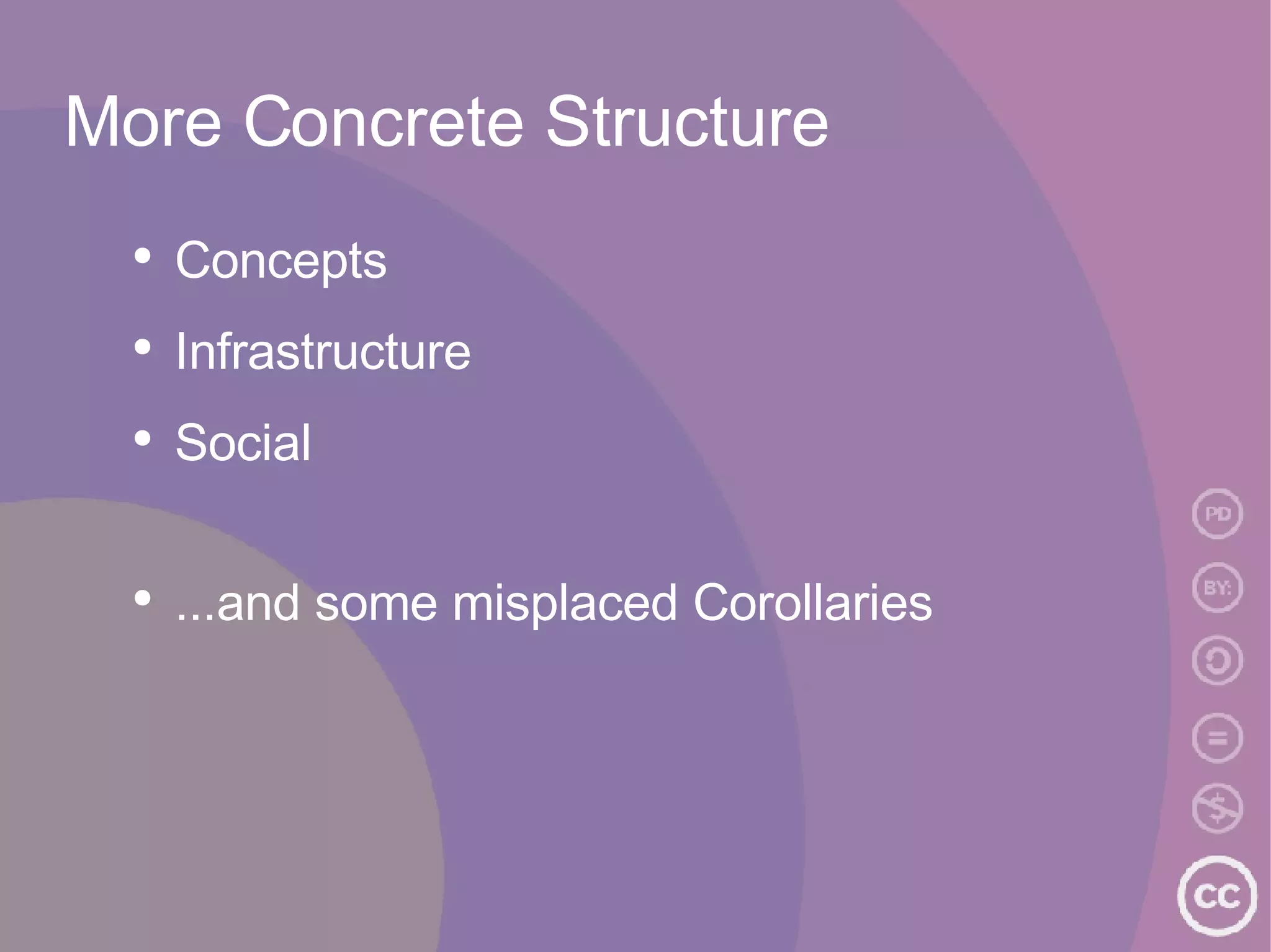 More Concrete Structure Concepts Infrastructure Social ...and some misplaced Corollaries 