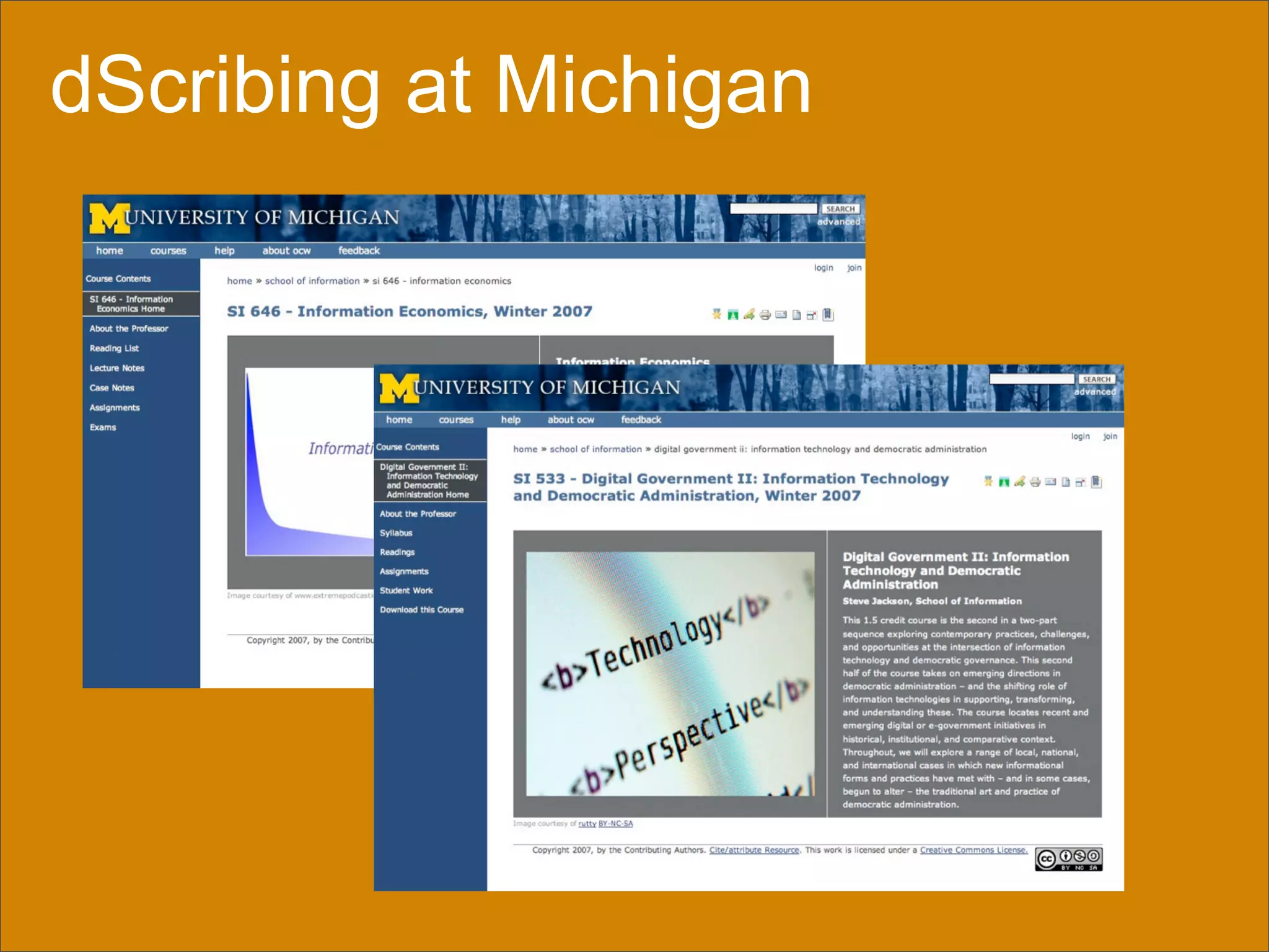 dScribing: Initial Reflections on Student-Centric OCW Publishing