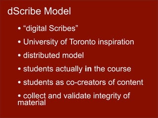 dScribing: Initial Reflections on Student-Centric OCW Publishing