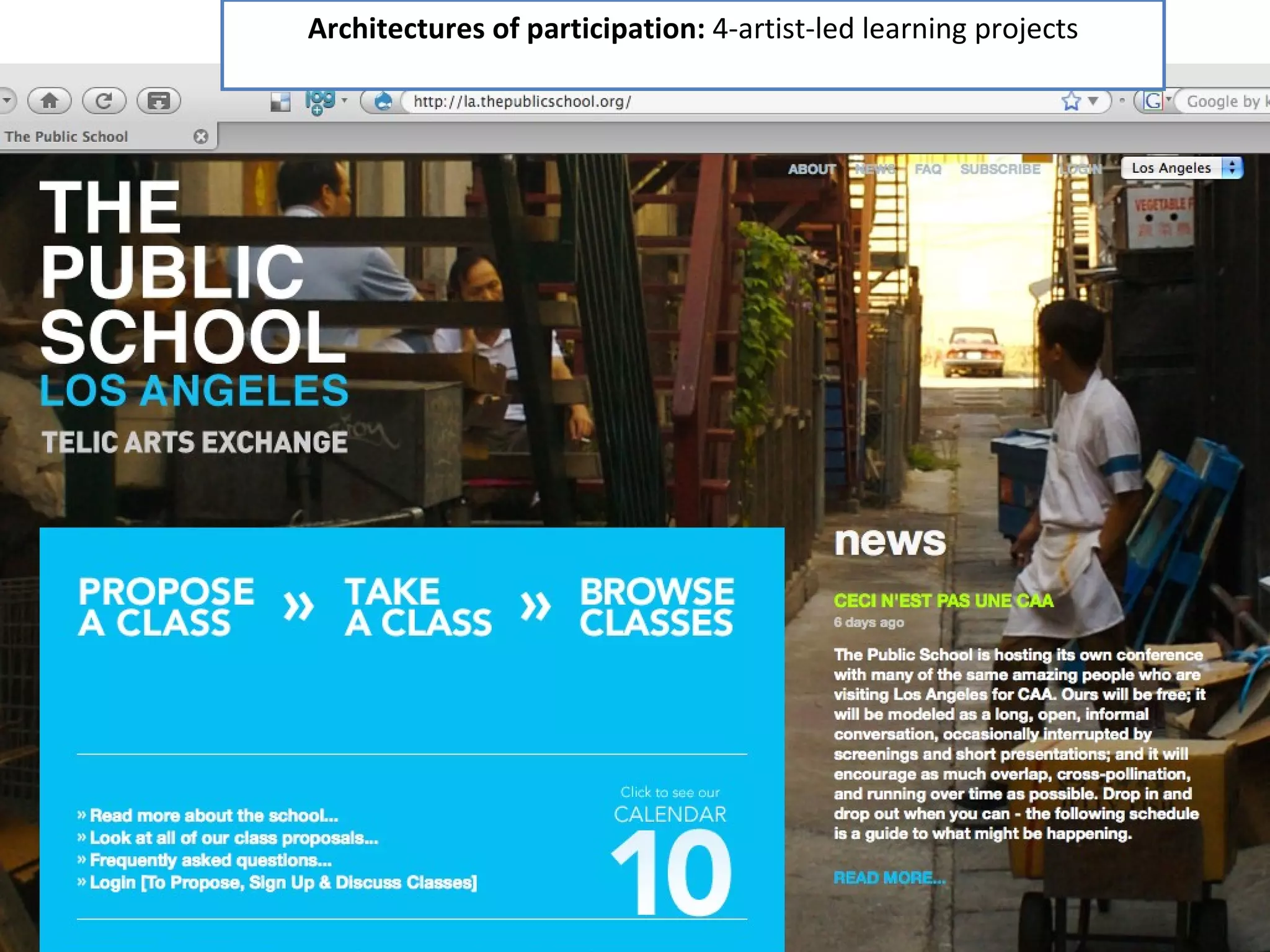 Architectures of participation:  4-artist-led learning projects 