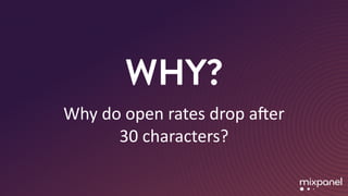 WHY?
Why	do	open	rates	drop	aTer	
30	characters?
 
