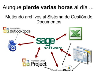 Metiendo archivos al Sistema de Gestión de Documentos Aunque  pierde varias horas  al día ... 