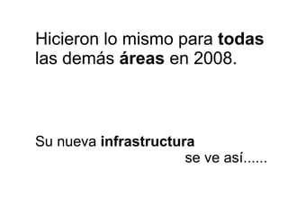 Hicieron lo mismo para  todas  las demás  áreas  en 2008. Su nueva  infrastructura se ve así...... 