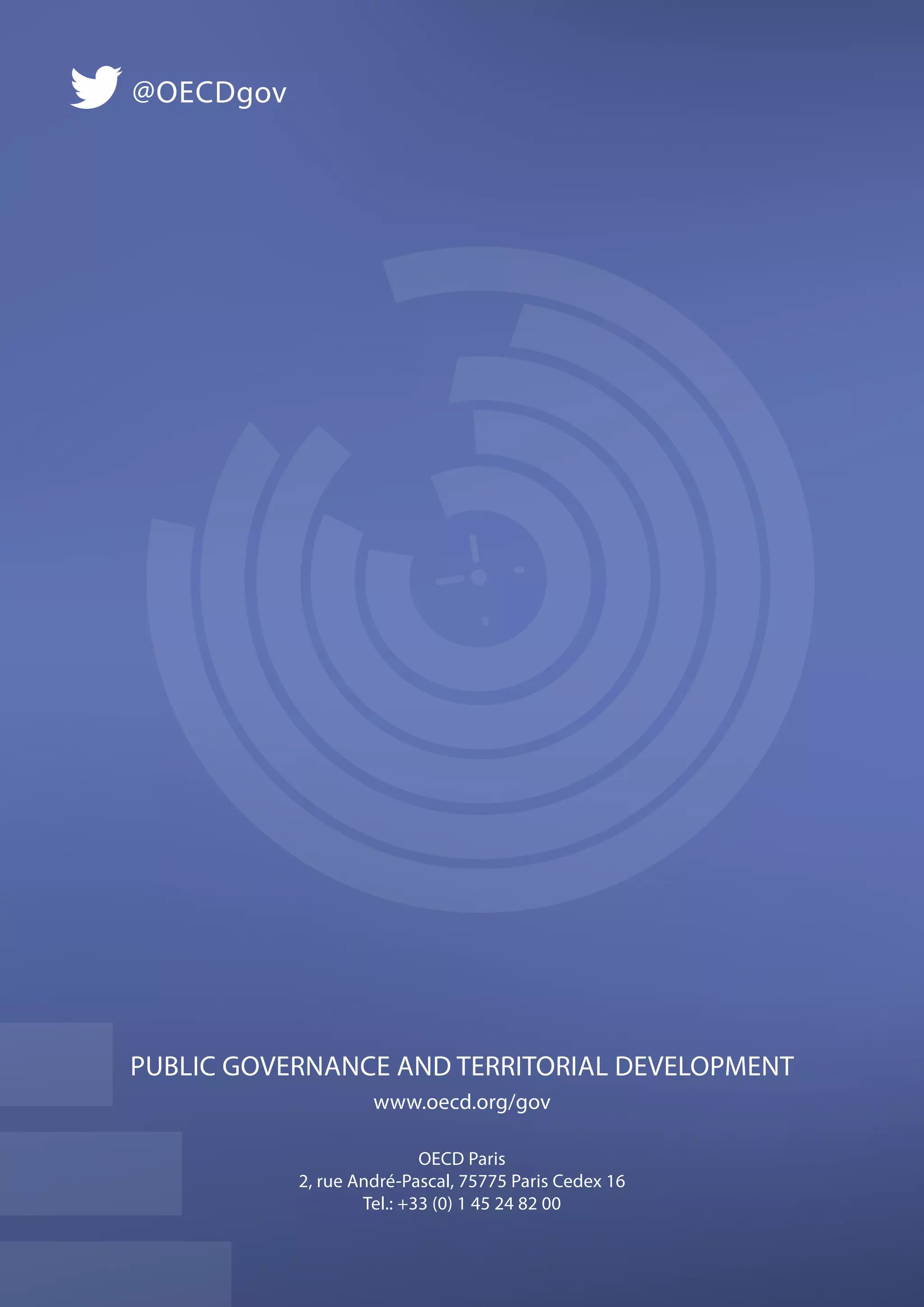 @OECDgov
ASSESSMENT AND PROPOSALS
FOR ACTION
MAY 2015
OECD OPEN GOVERNMENT DATA REVIEWS
POLAND
Unlocking the Potential of Government Data
PUBLIC GOVERNANCE AND TERRITORIAL DEVELOPMENT
www.oecd.org/gov
OECD Paris
2, rue André-Pascal, 75775 Paris Cedex 16
Tel.: +33 (0) 1 45 24 82 00
 