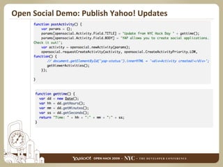 Open Social Demo: Publish Yahoo! Updates 