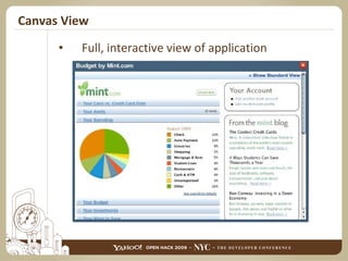 Canvas View Full, interactive view of application 