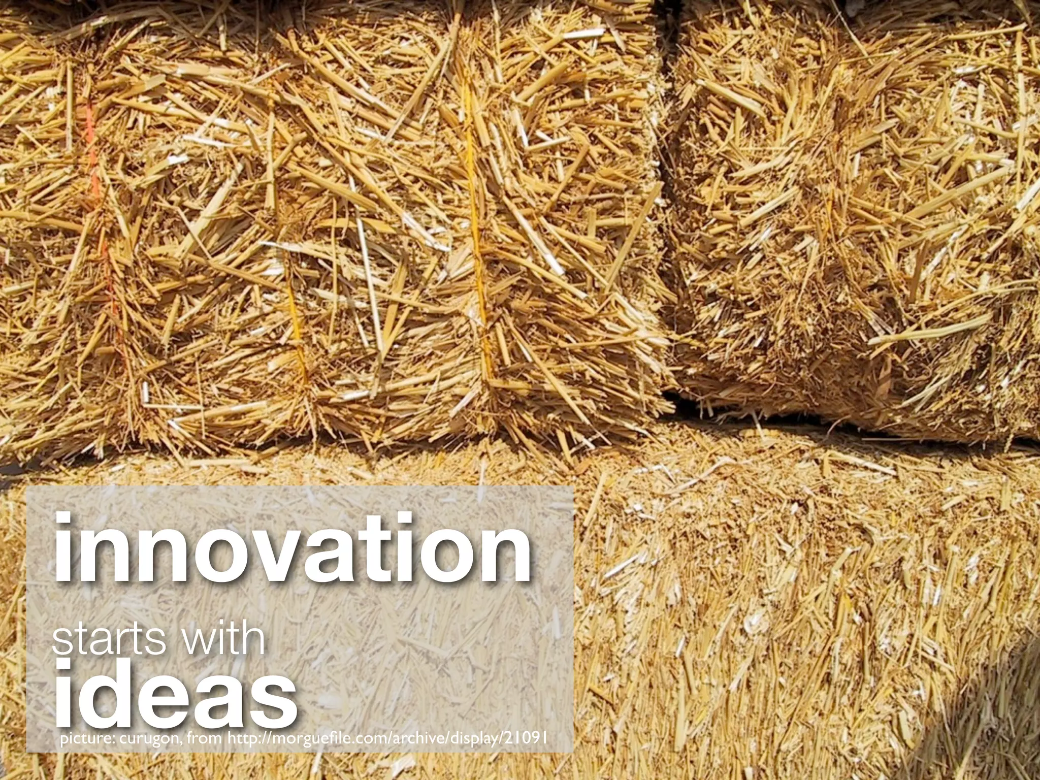 innovation
starts with
ideas
picture: curugon, from http://morgueﬁle.com/archive/display/21091
 
