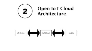 2
Open IoT Cloud
Architecture
IoT CloudIoT Device Mobile
 