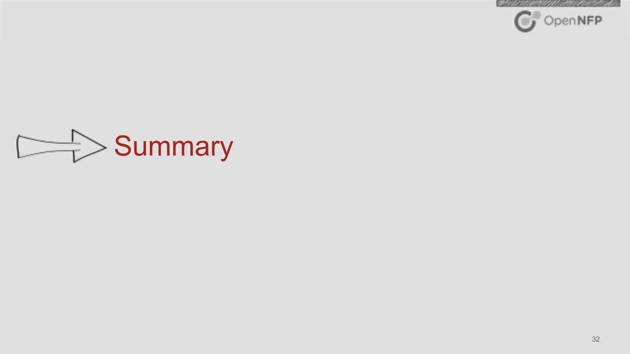 ©2016 OpenNFP 32
Summary
 