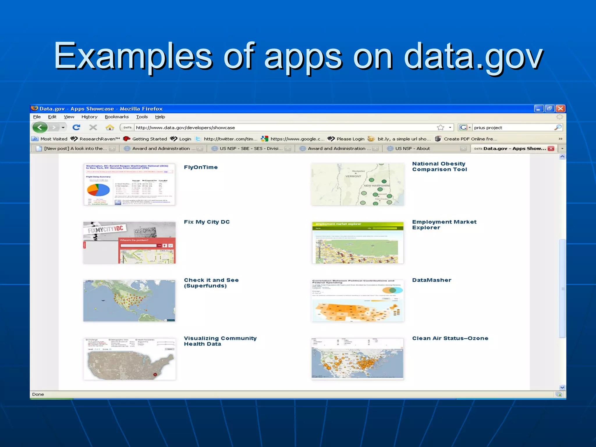 Examples of apps on data.gov 