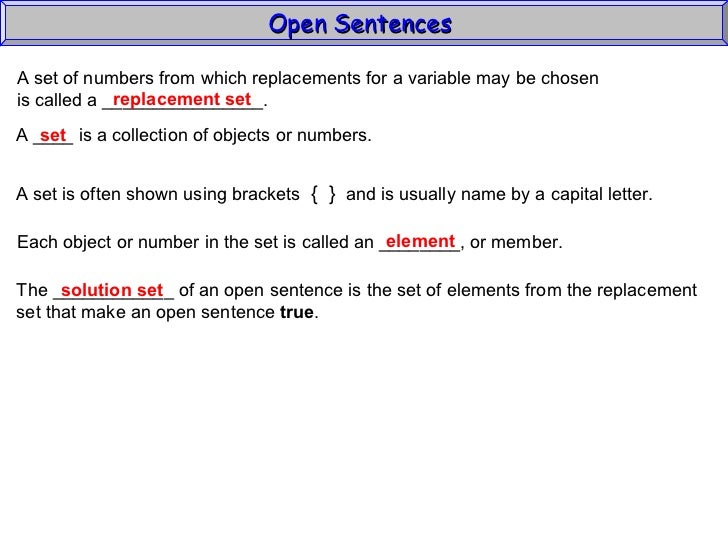 Open Sentences (Algebra1 1_3)