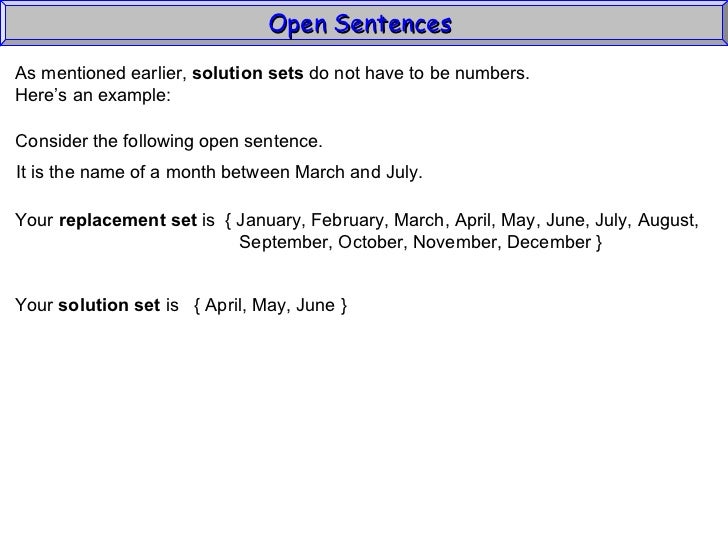 Open Sentences (Algebra1 1_3)