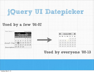 jQuery UI Datepicker
Used by a few ’06-07

Used by everyone ’08-13

 