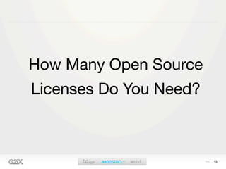 How Many Open Source
Licenses Do You Need?



                        15
 