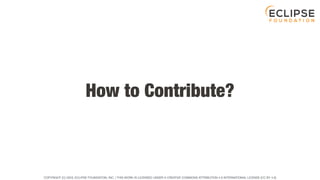 COPYRIGHT (C) 2023, ECLIPSE FOUNDATION, INC. | THIS WORK IS LICENSED UNDER A CREATIVE COMMONS ATTRIBUTION 4.0 INTERNATIONAL LICENSE (CC BY 4.0)
How to Contribute?
 