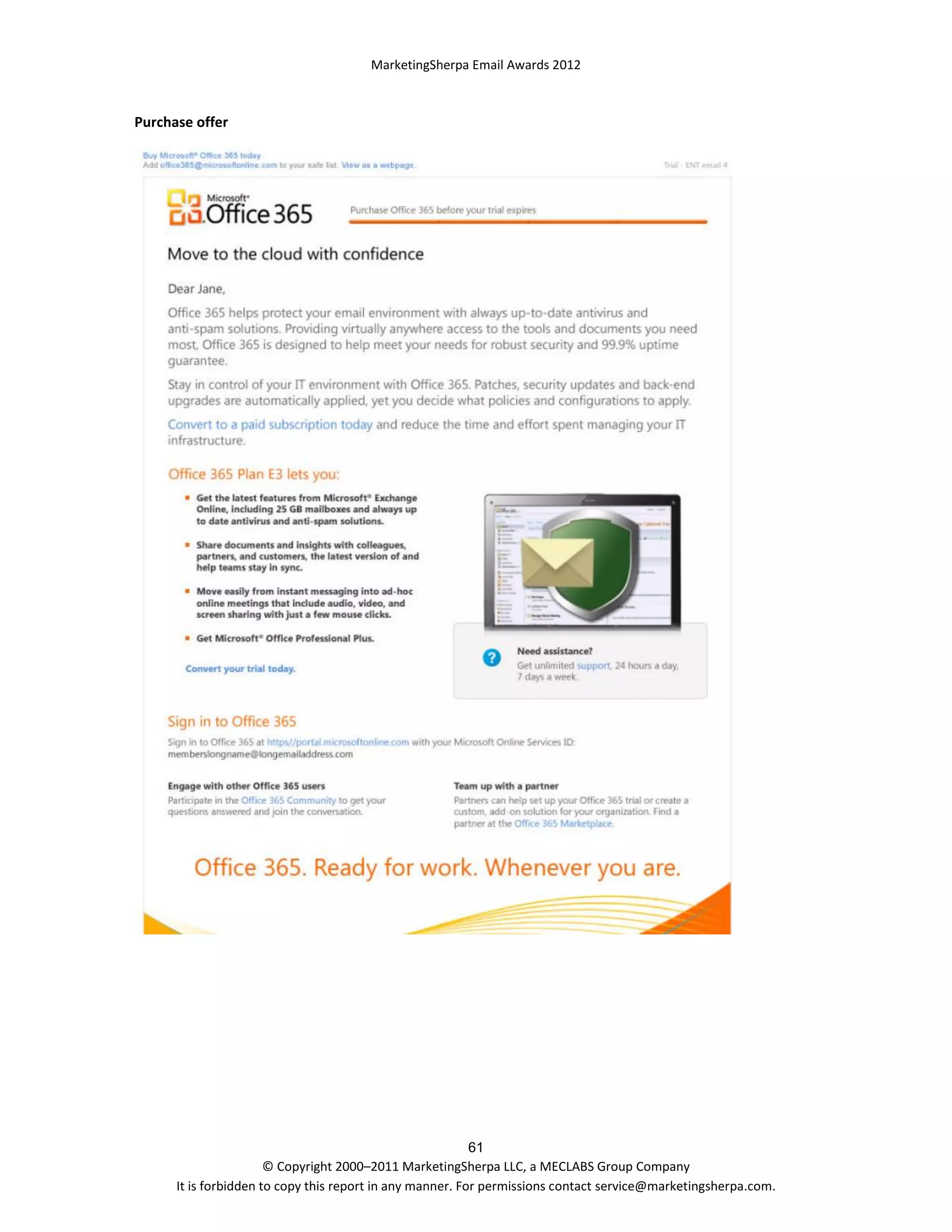 MarketingSherpa Email Awards 2012

Purchase offer

61
© Copyright 2000–2011 MarketingSherpa LLC, a MECLABS Group Company
It is forbidden to copy this report in any manner. For permissions contact service@marketingsherpa.com.

 