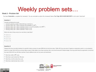 Weekly problem sets… 
Pagina 21 
 