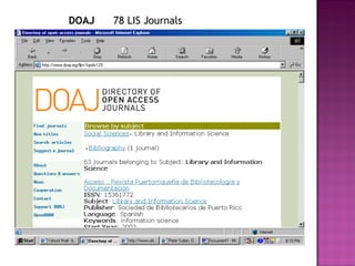 DOAJ 78 LIS Journals 
 