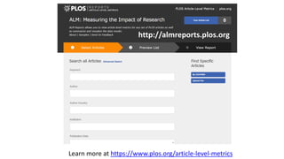 http://almreports.plos.org
Learn more at https://www.plos.org/article-level-metrics
 