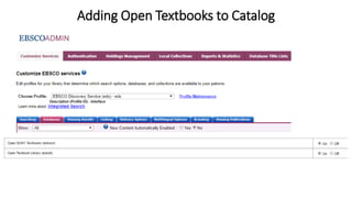 Adding Open Textbooks to Catalog
 