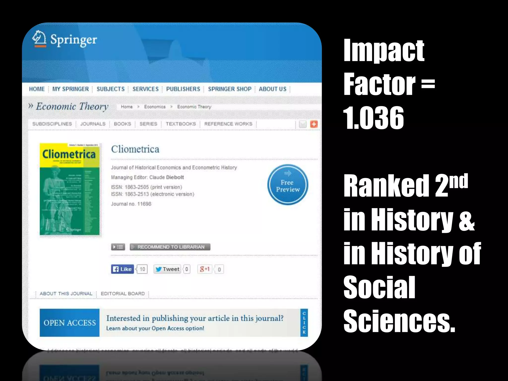 Impact 
Factor = 
1.036 
Ranked 2nd 
in History & 
in History of 
Social 
Sciences. 
 