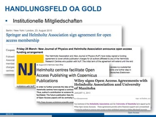 HANDLUNGSFELD OA GOLD
§  Institutionelle Mitgliedschaften




SEITE 33
 