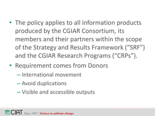 Open Access Essentials: How You Can Go Open Access with CIAT? 