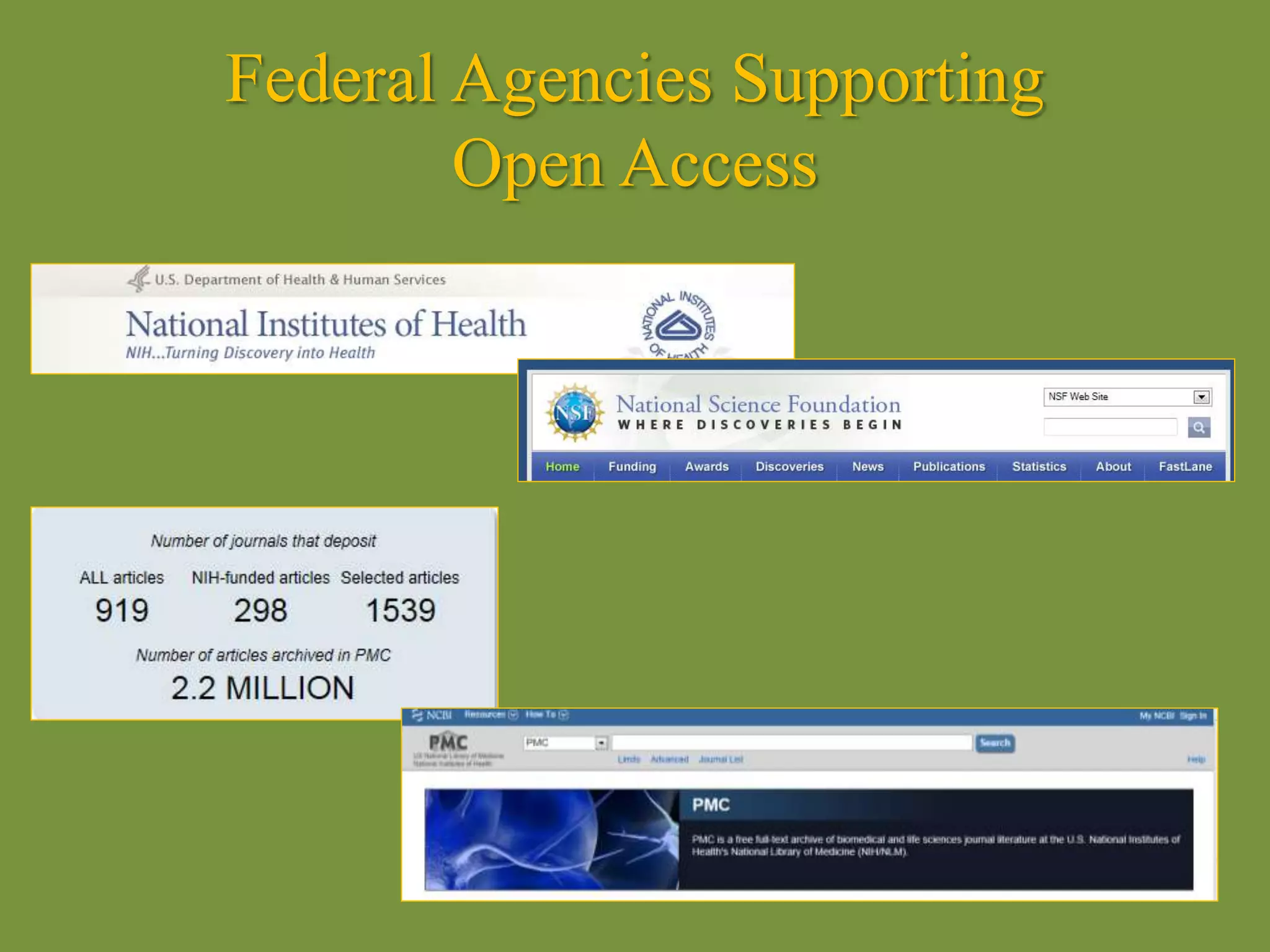 Federal Agencies Supporting
Open Access
 