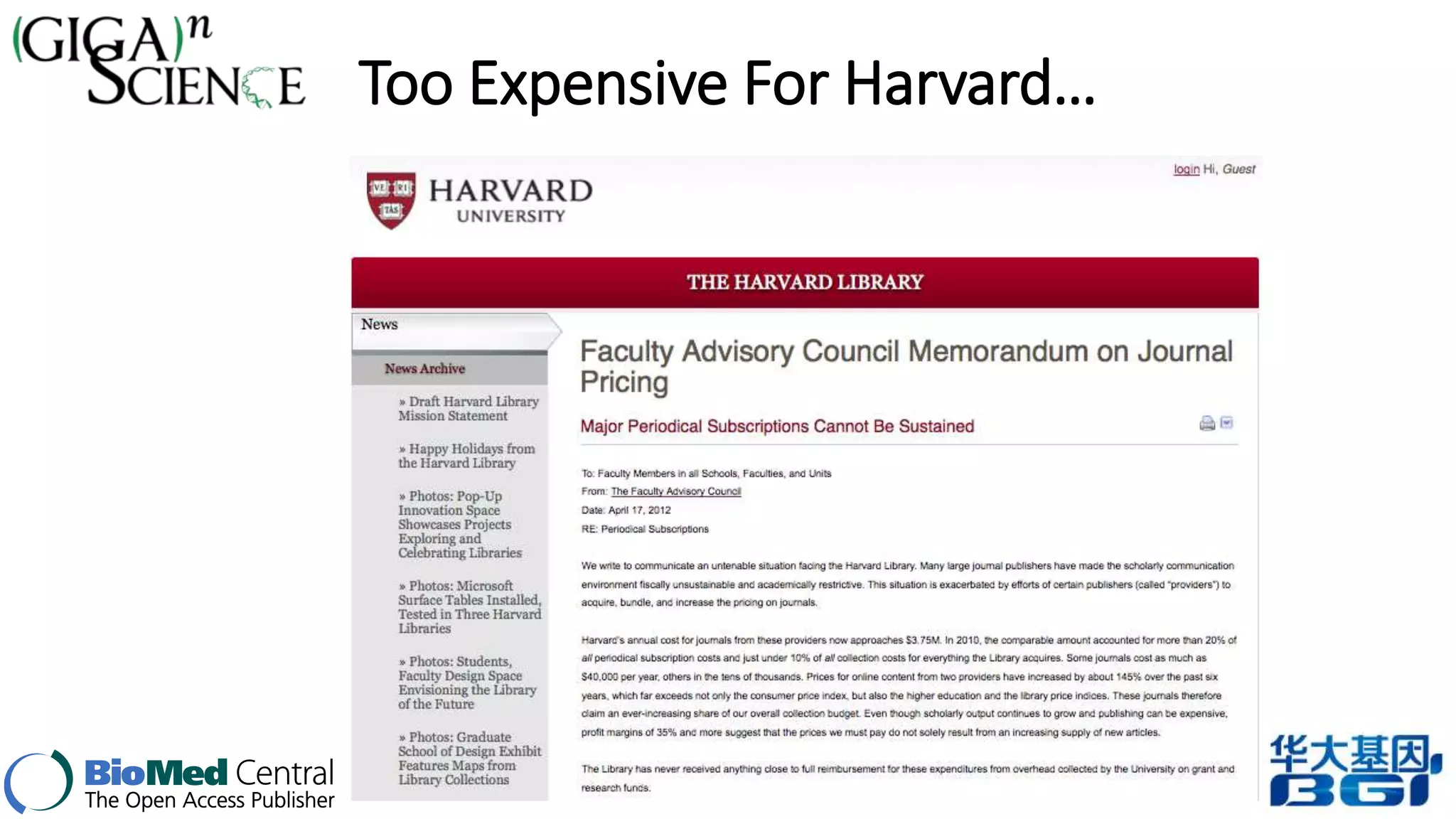 Too Expensive For Harvard… 
 