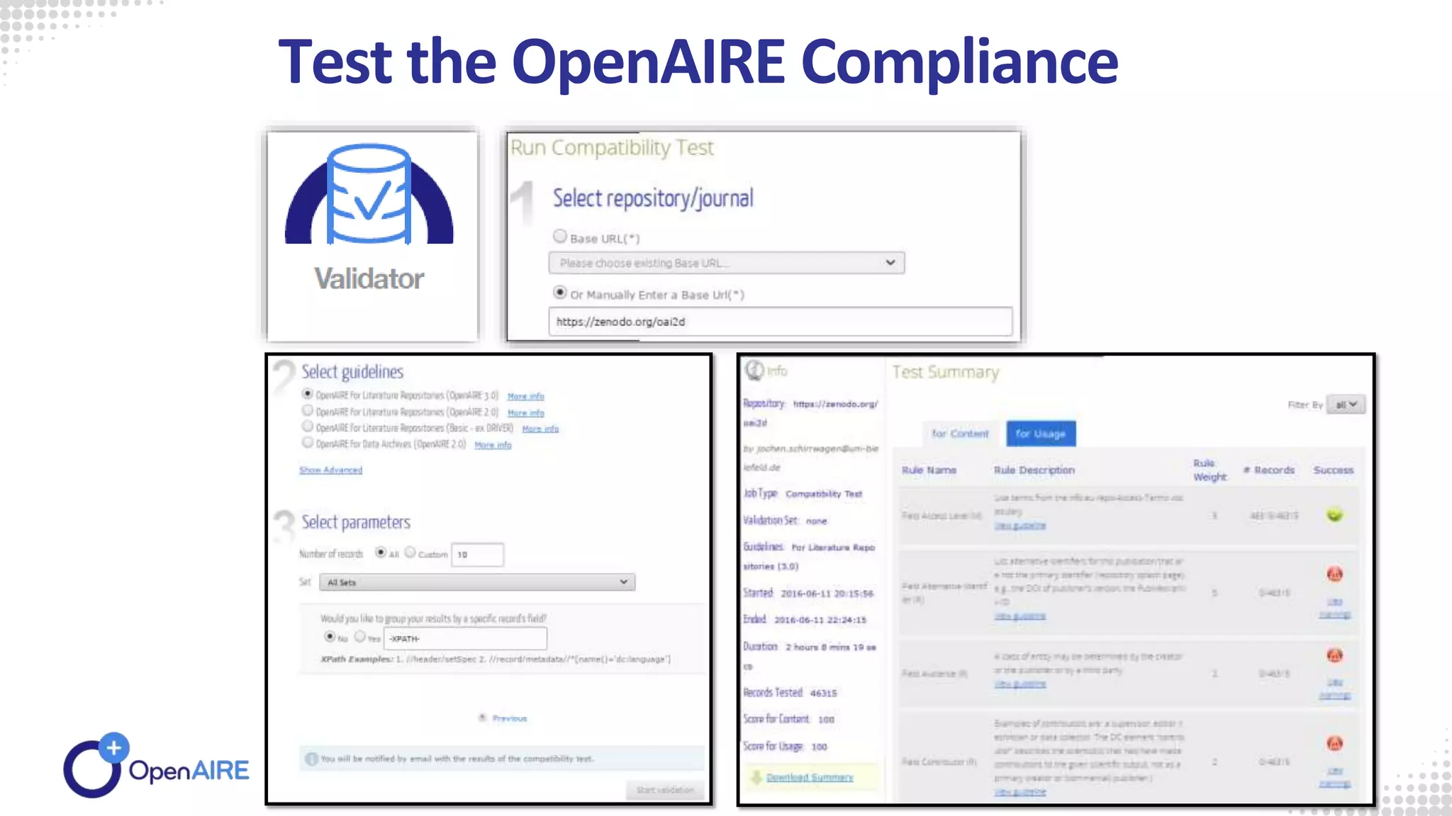 Test the OpenAIRE Compliance
 