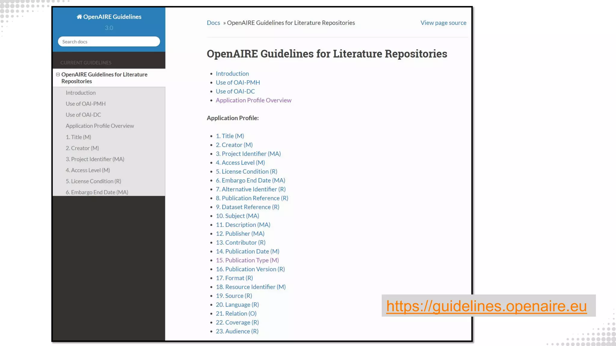 https://guidelines.openaire.eu
 