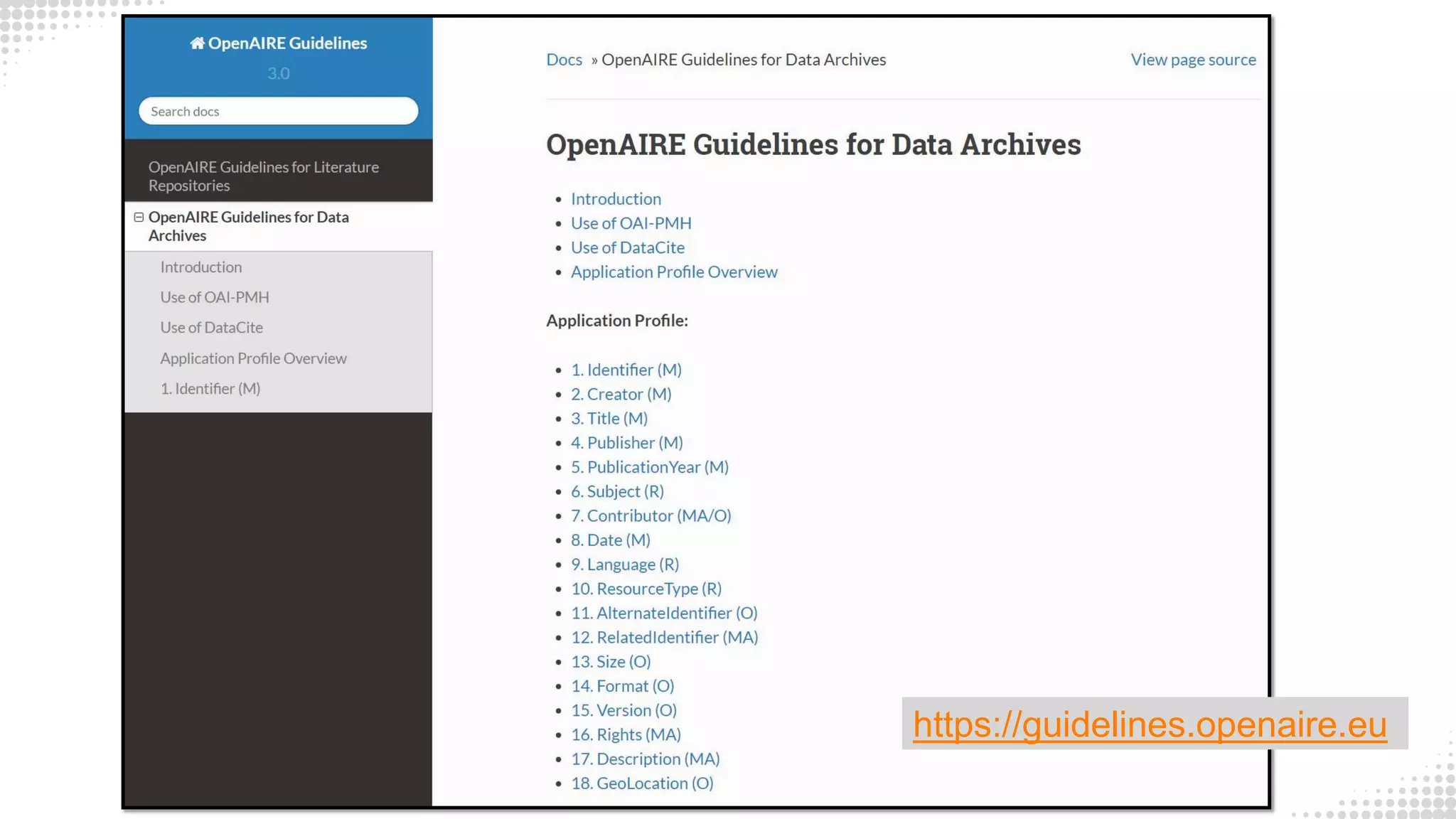 https://guidelines.openaire.eu
 