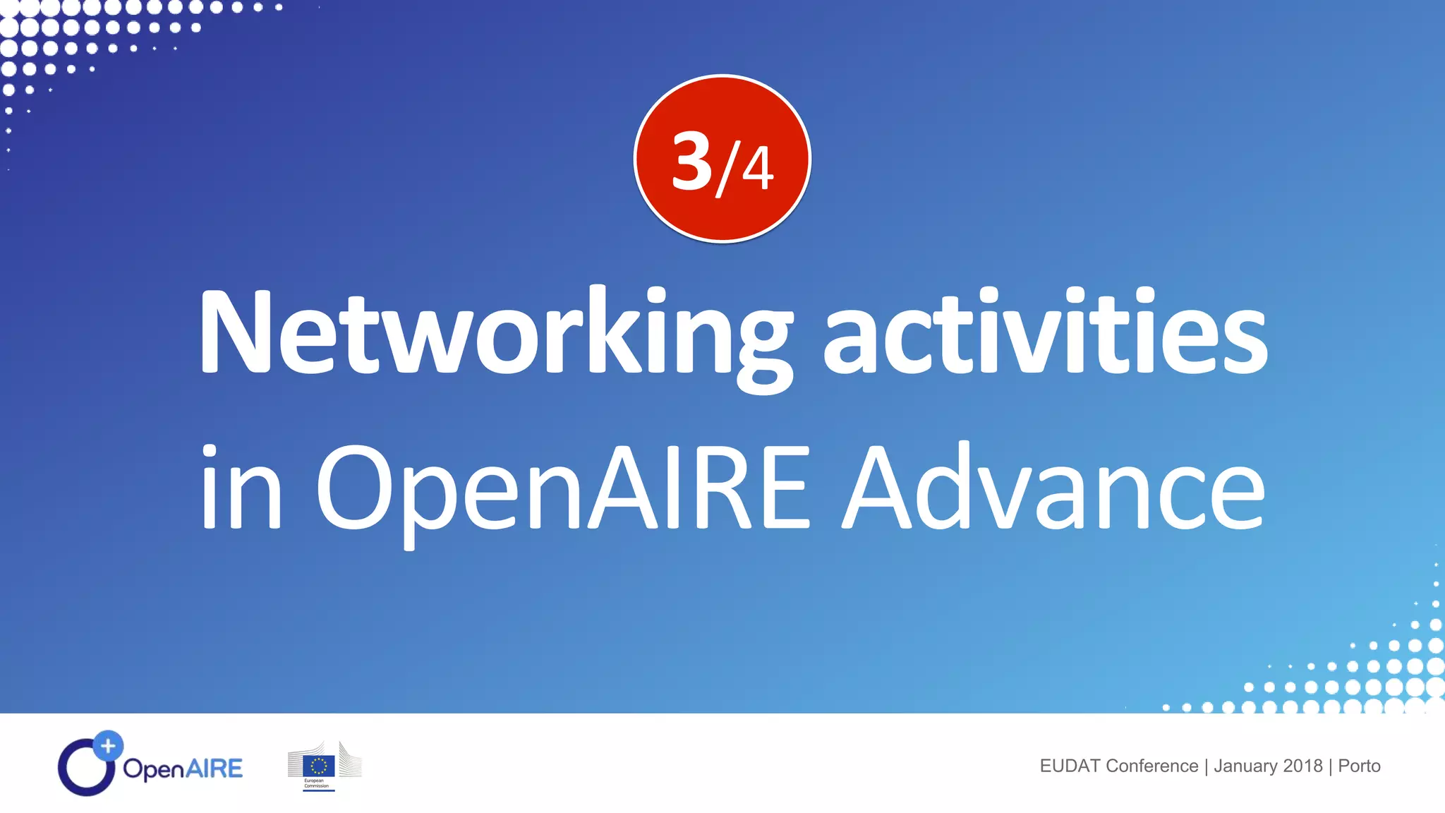 Networking activities
in OpenAIRE Advance
EUDAT Conference | January 2018 | Porto
3/4
 