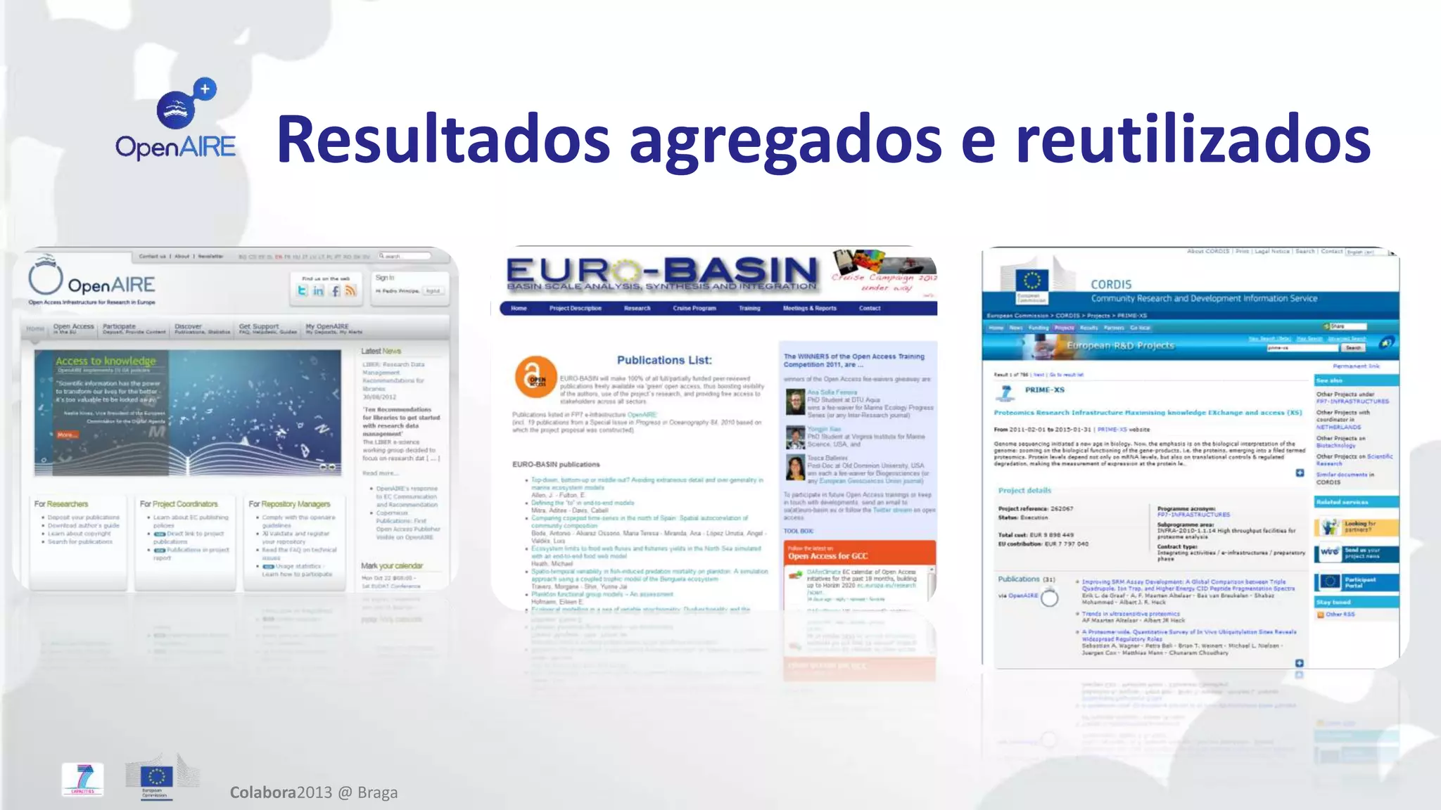 Resultados agregados e reutilizados
Colabora2013 @ Braga
 