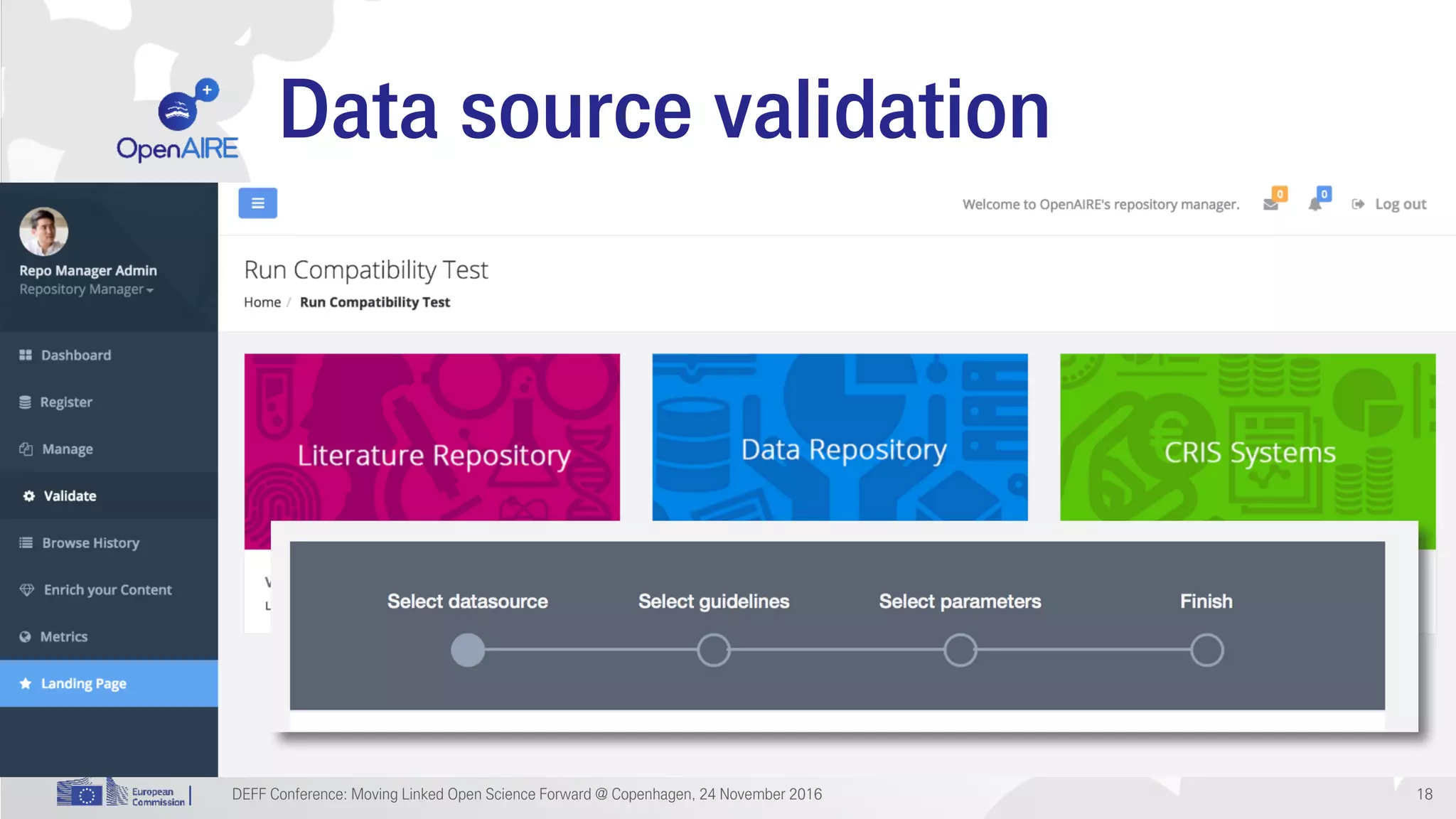Data source validation
DEFF Conference: Moving Linked Open Science Forward @ Copenhagen, 24 November 2016 18
 