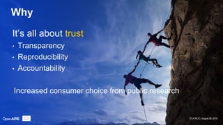 IFLA WLIC | August 28, 2019
Why
It’s all about trust
• Transparency
• Reproducibility
• Accountability
Increased consumer ...