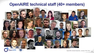 20
OpenAIRE technical staff (40+ members)
OpenAIRE General Assembly –January 15th, 2018
 
