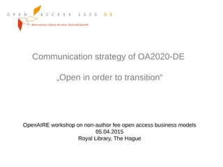 OpenAIRE workshop: Beyond APCs - Alexandra Jobmann (University of Bielefeld, Germany)