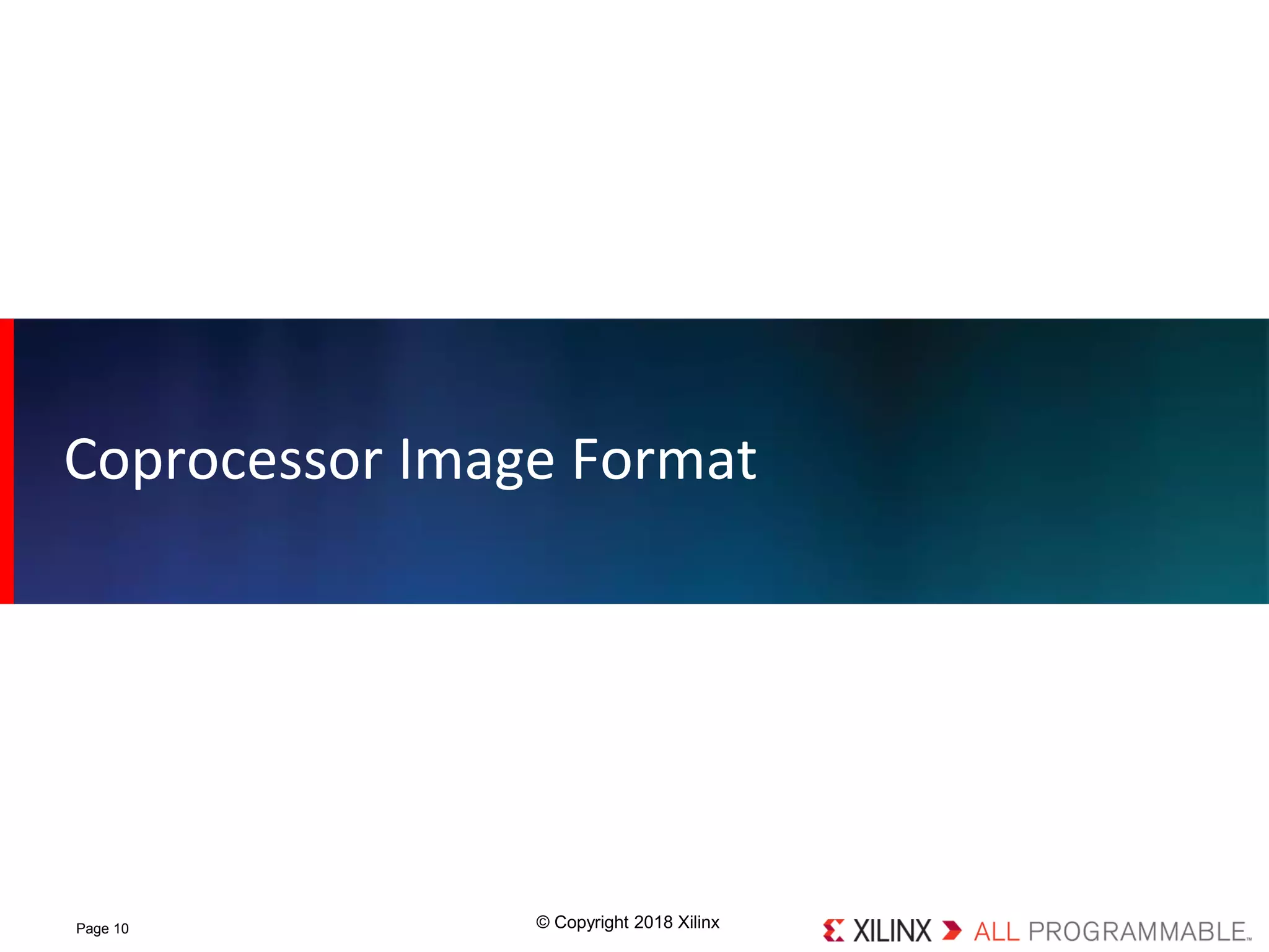 © Copyright 2018 XilinxPage 10
Coprocessor Image Format
 