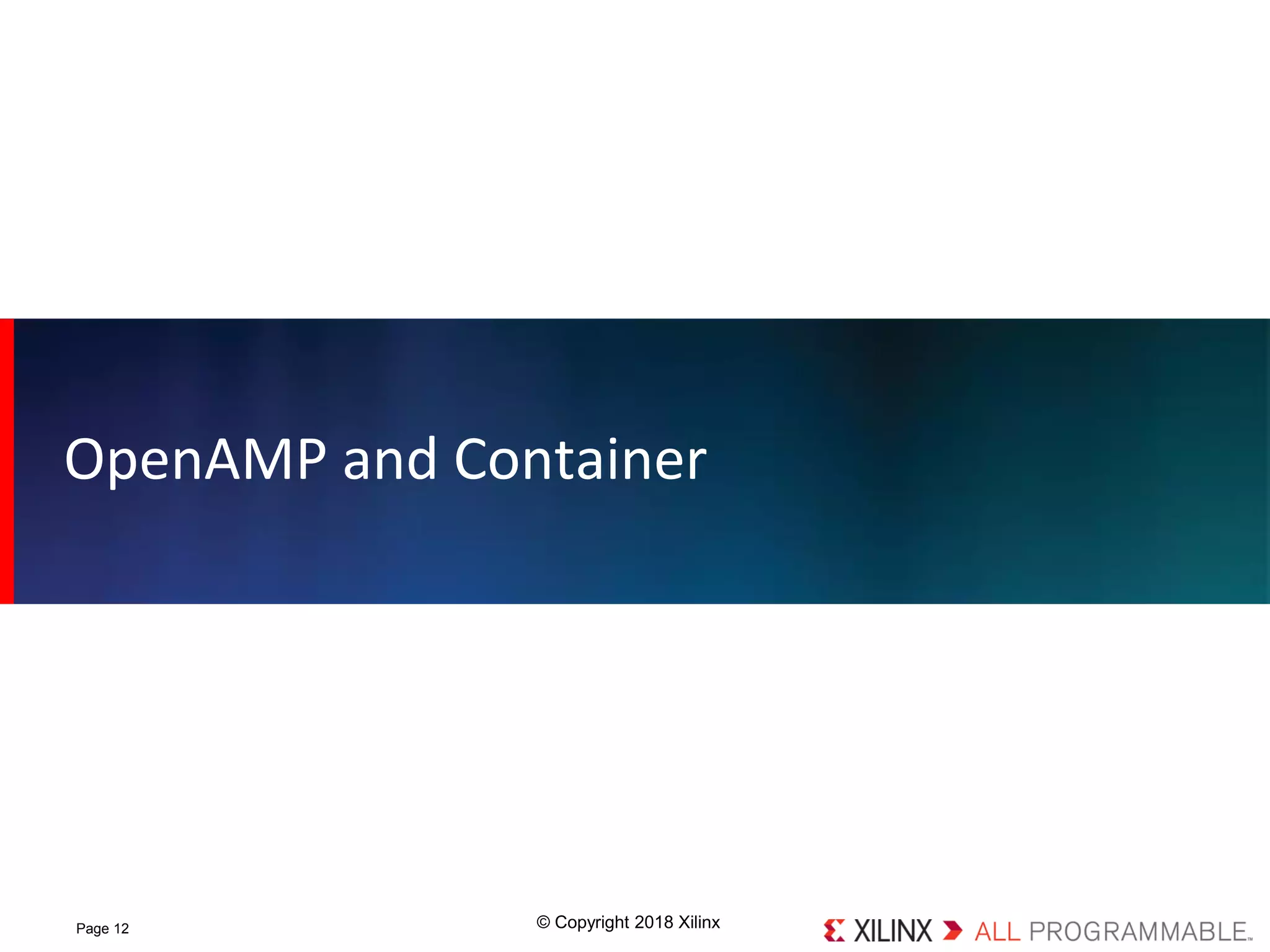 © Copyright 2018 XilinxPage 12
OpenAMP and Container
 