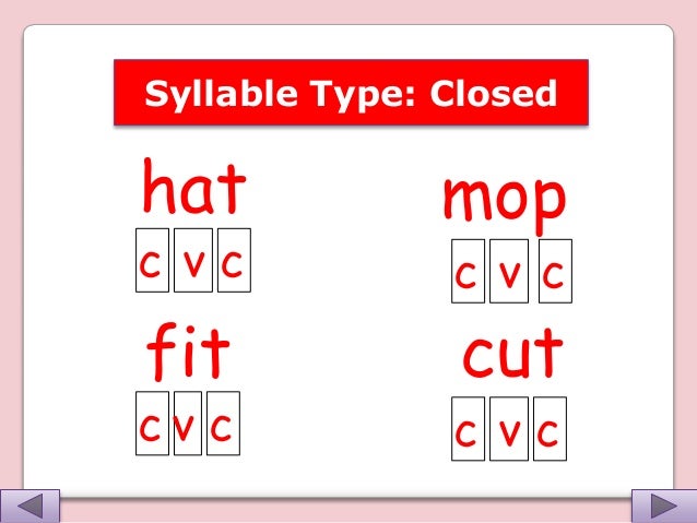Open and closed syllables special needs