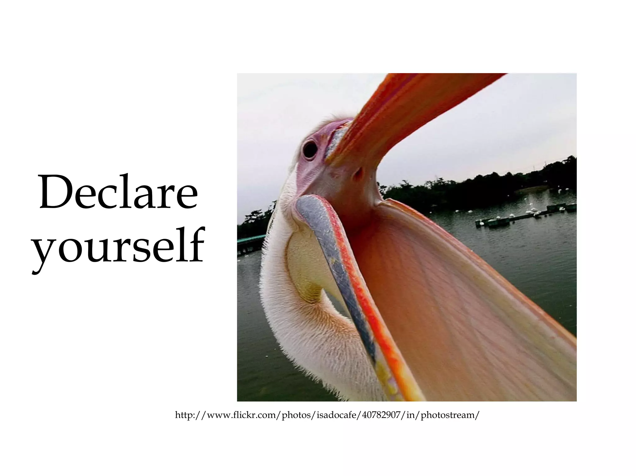 Declare yourself http://www.flickr.com/photos/isadocafe/40782907/in/photostream/ 