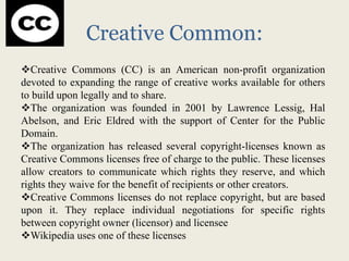 Creative Commons Computer Science Define Open and free online educational resources for teaching learning s.k ...
