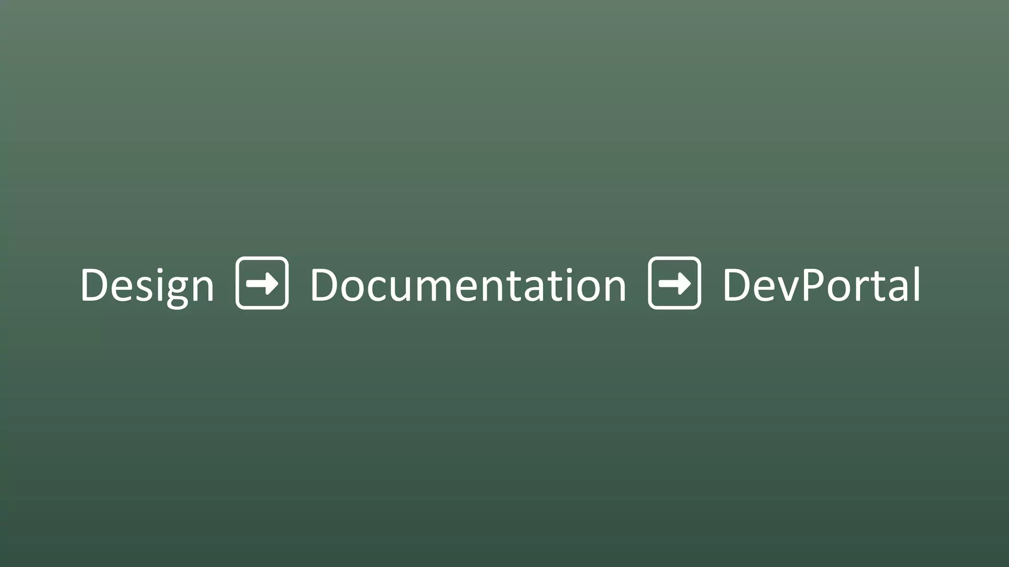Design ➡️ Documentation ➡️ DevPortal
 