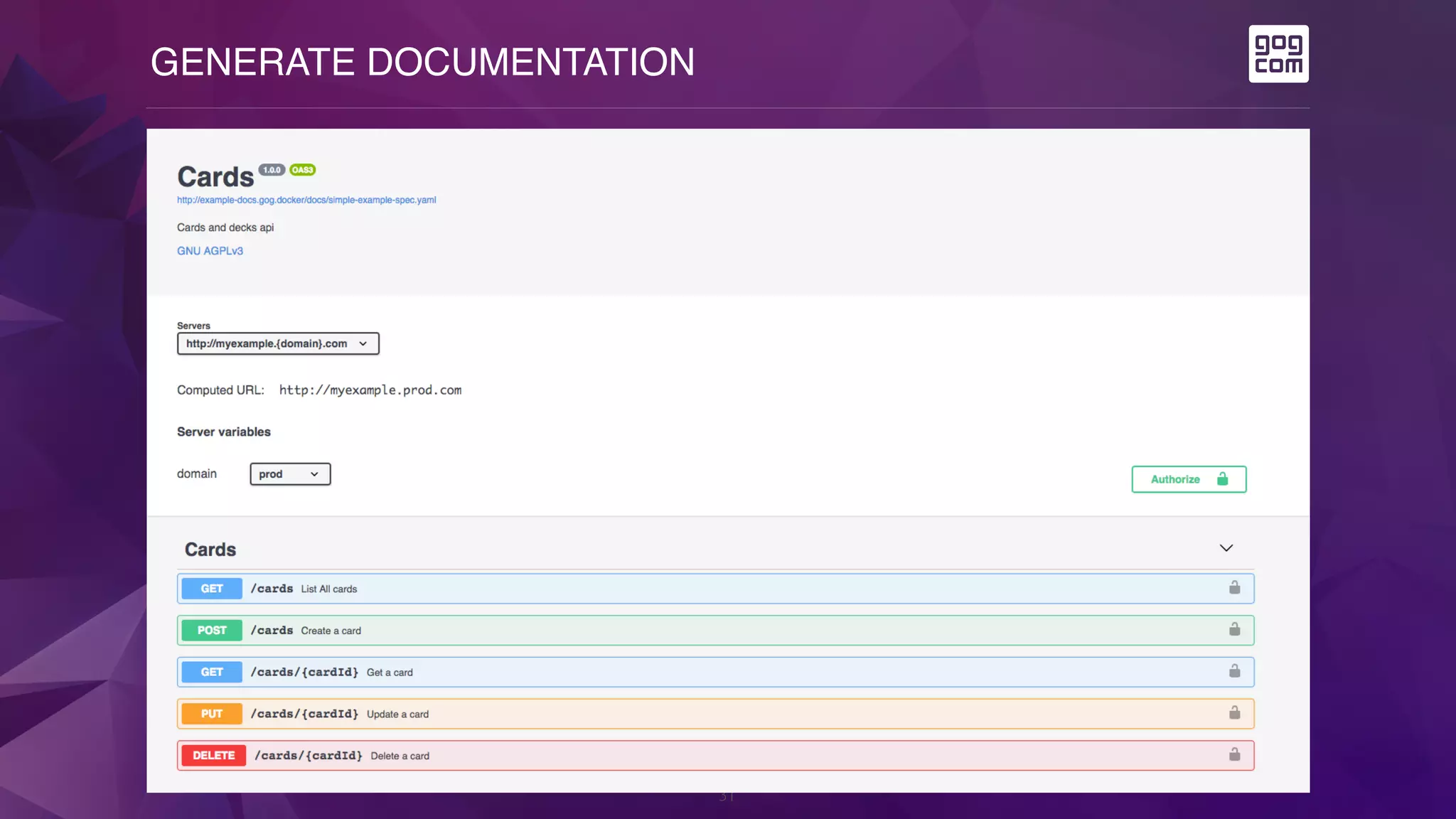 GENERATE DOCUMENTATION
31
 