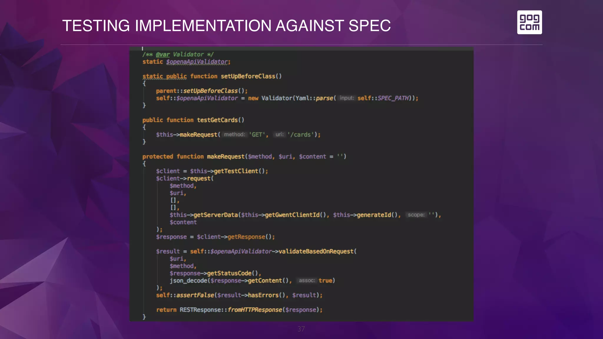 TESTING IMPLEMENTATION AGAINST SPEC
37
 