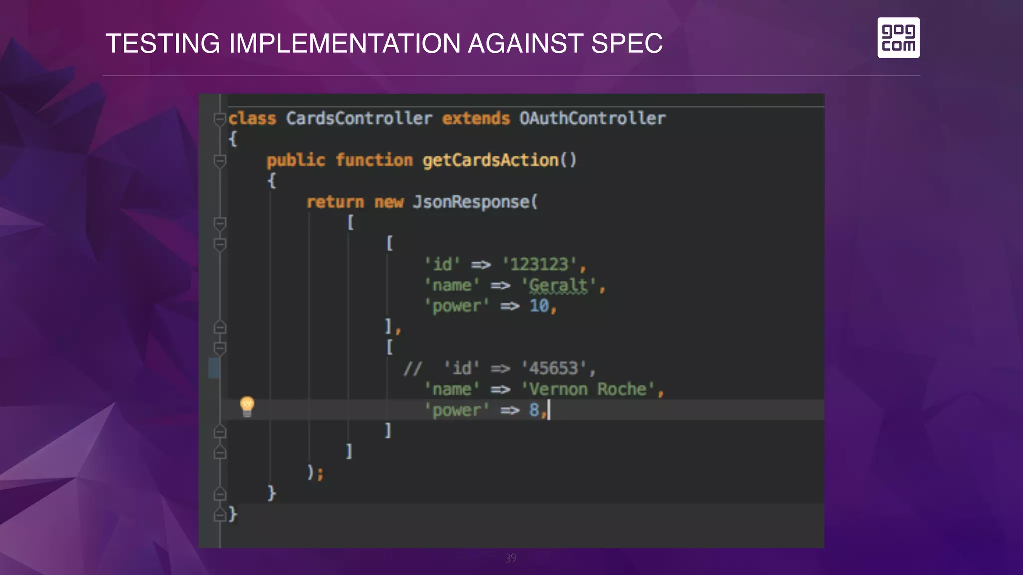 TESTING IMPLEMENTATION AGAINST SPEC
39
 