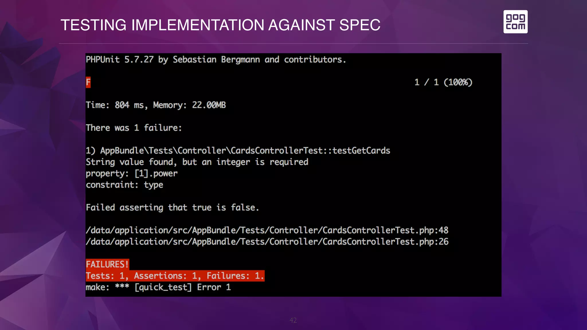 TESTING IMPLEMENTATION AGAINST SPEC
42
 
