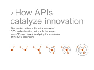2.How APIs
catalyze innovation
This section defines APIs in the context of
DFS, and elaborates on the role that more
open ...